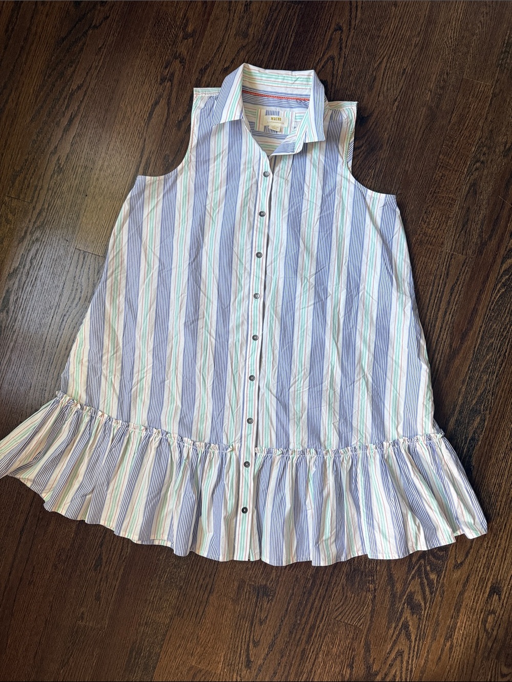Anthropologie Maeve Striped Sleeveless Buttondown Dress